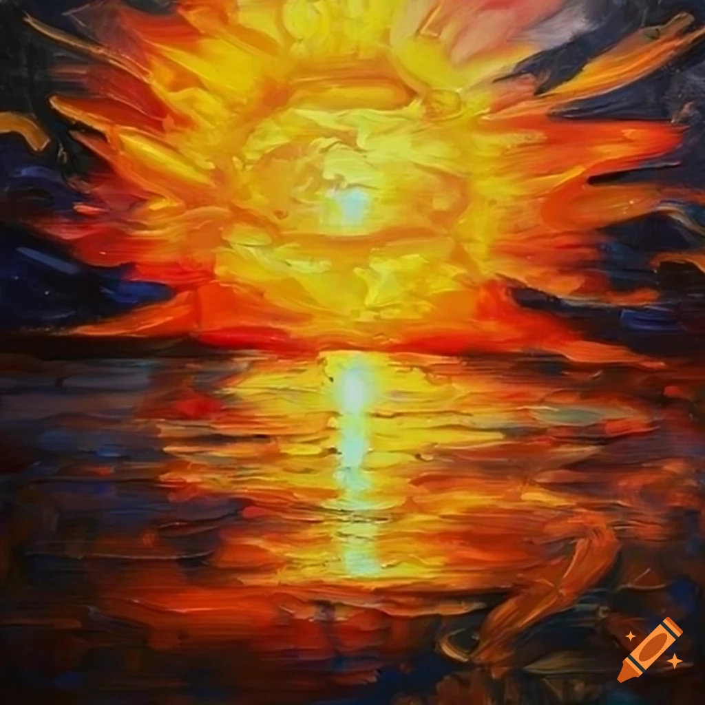 Oil painting of the sun