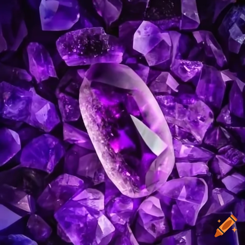 Mesmerizing purple amethyst gem in Caribbean sea sunlight