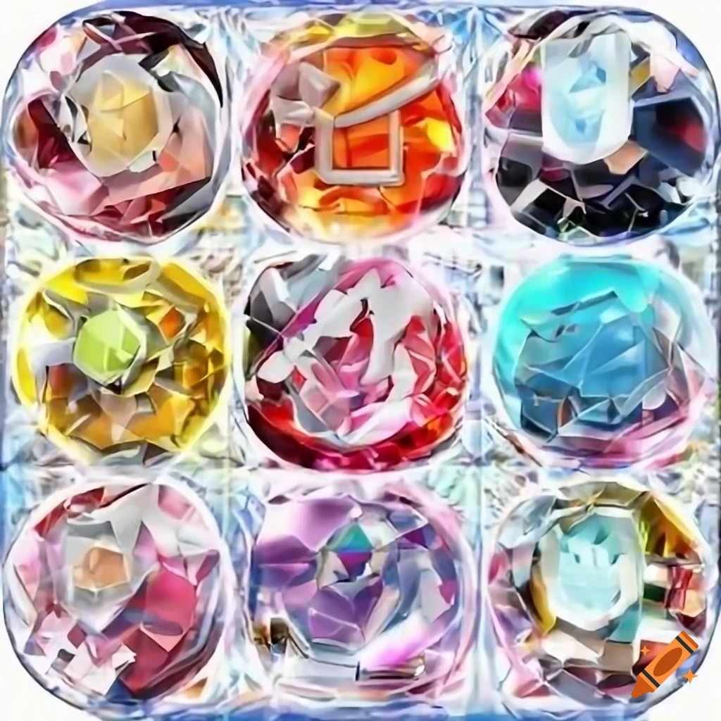 Shiny 3D diamond with Japanese text in anime style