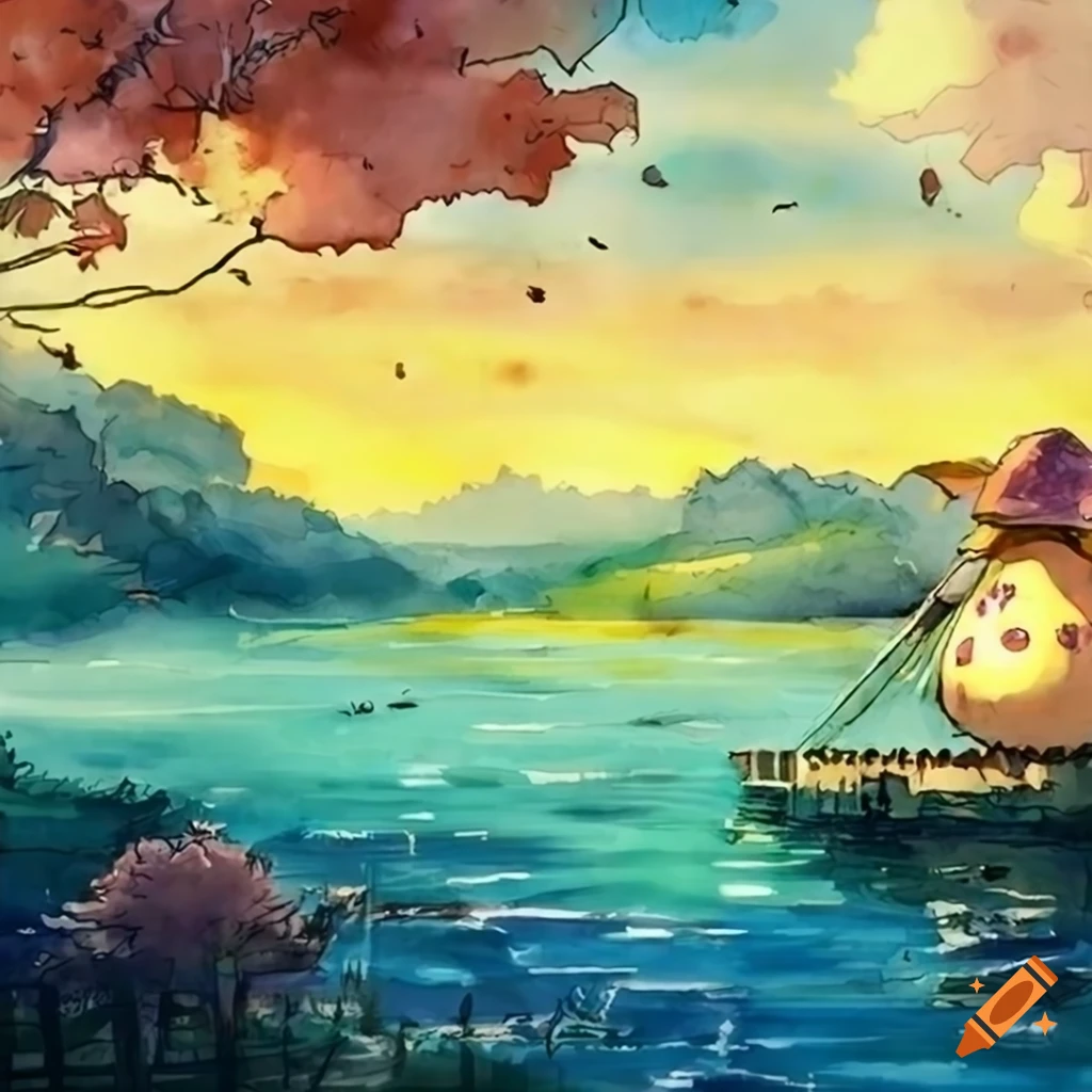 Studio Ghibli watercolor wallpaper landscape 1920x1080