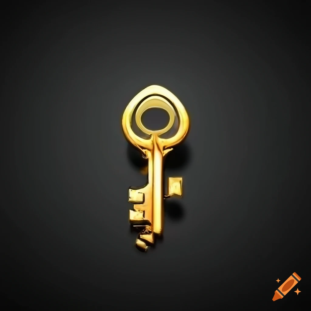 Golden key on black background