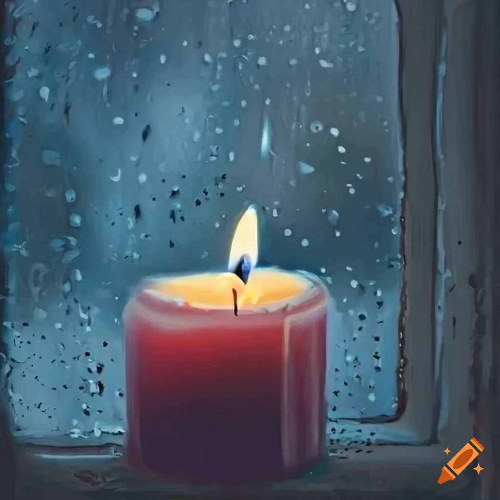 Candle in the window on a dark winter's night on Craiyon