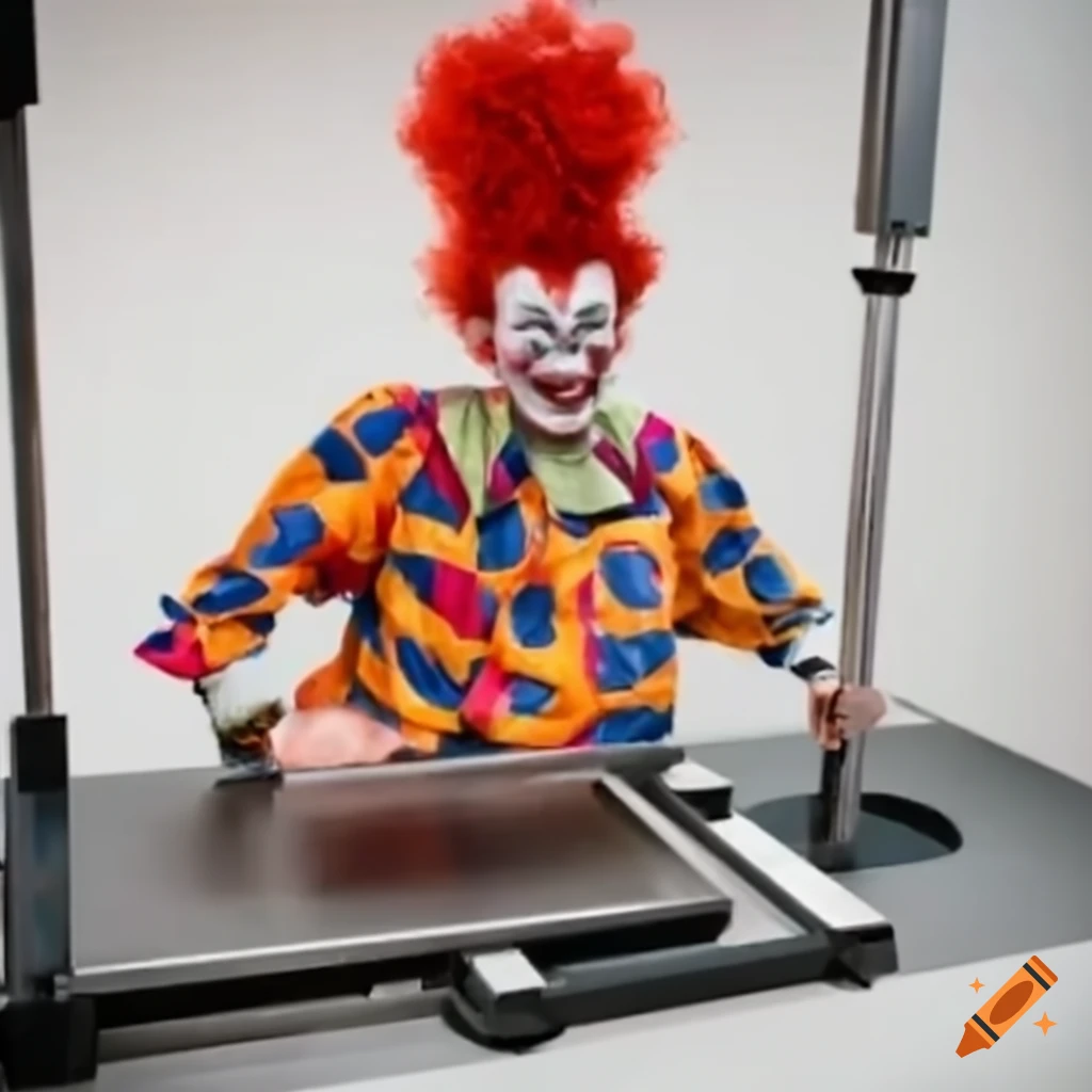 Crazy clown with a coordinate-measuring machine