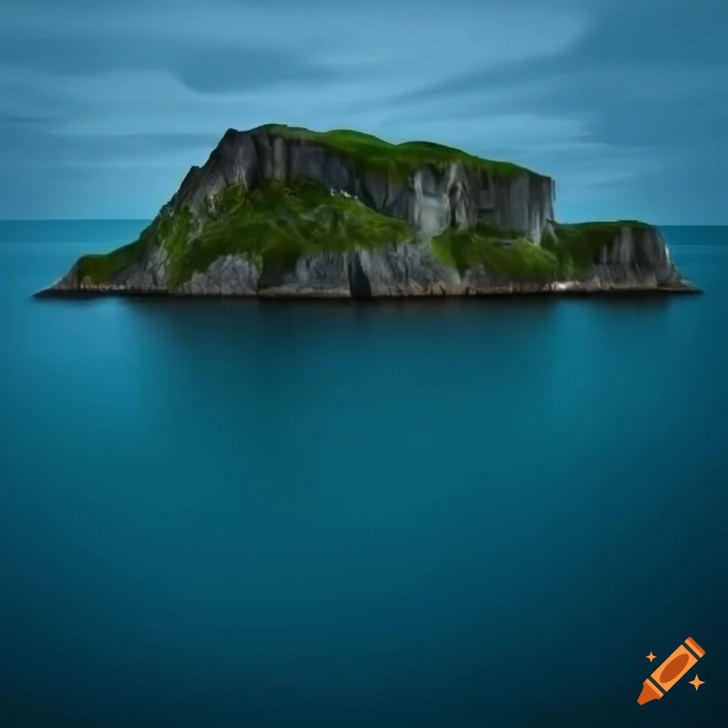 Realistic island with cliffs in 2D side view