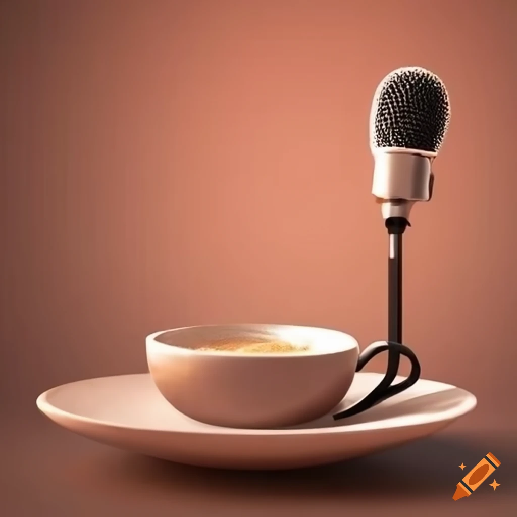 Design for the comedy show 'Café Unfiltered' with coffee and a microphone