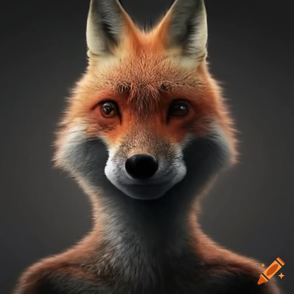 Human evolved from foxes full body illustration