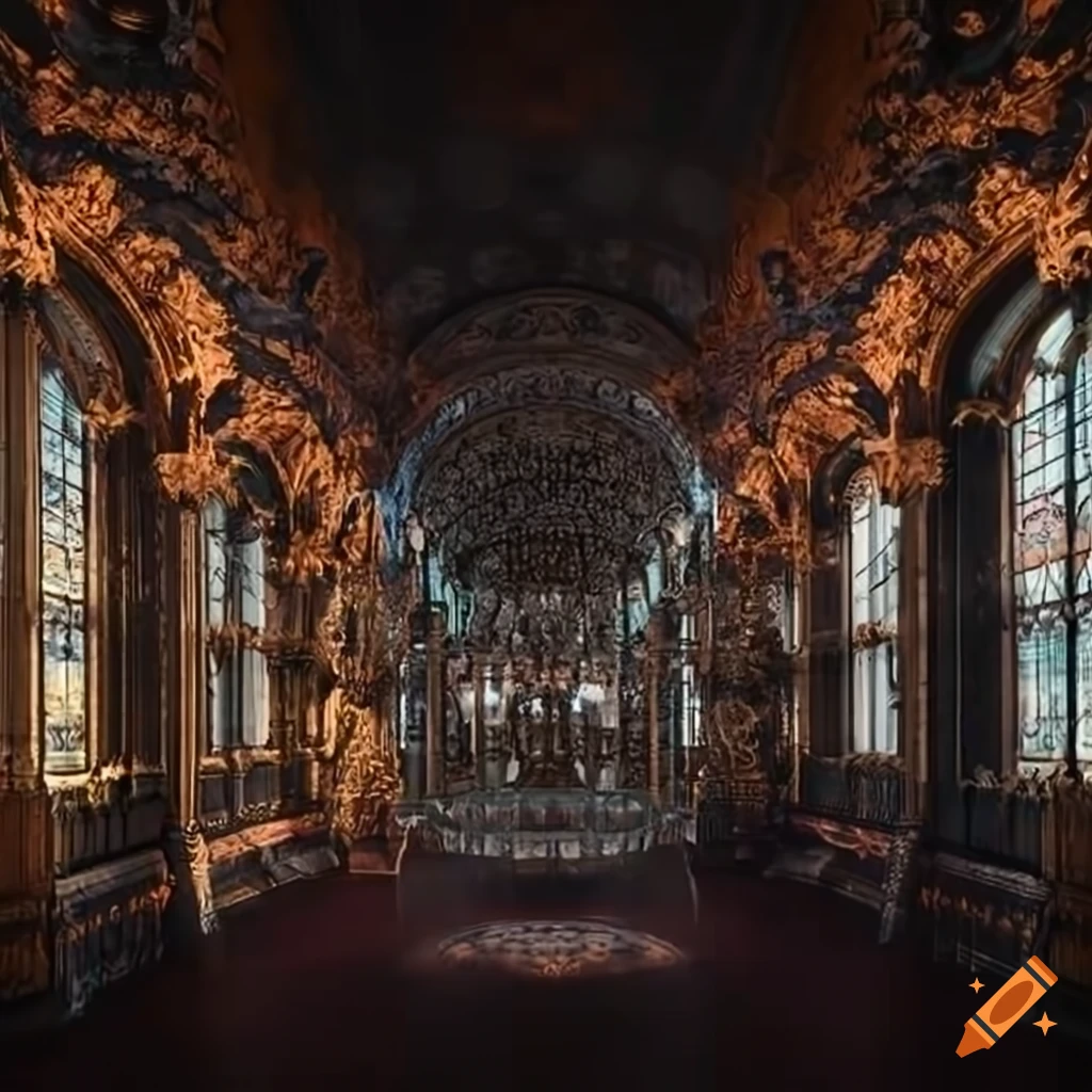 Interior of a crystal palace in a fantasy setting