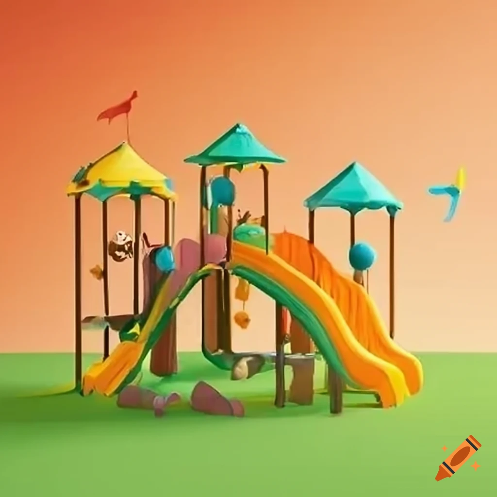 Outdoor play area for 0-5-year-old children with natural elements and colorful, age-appropriate activities