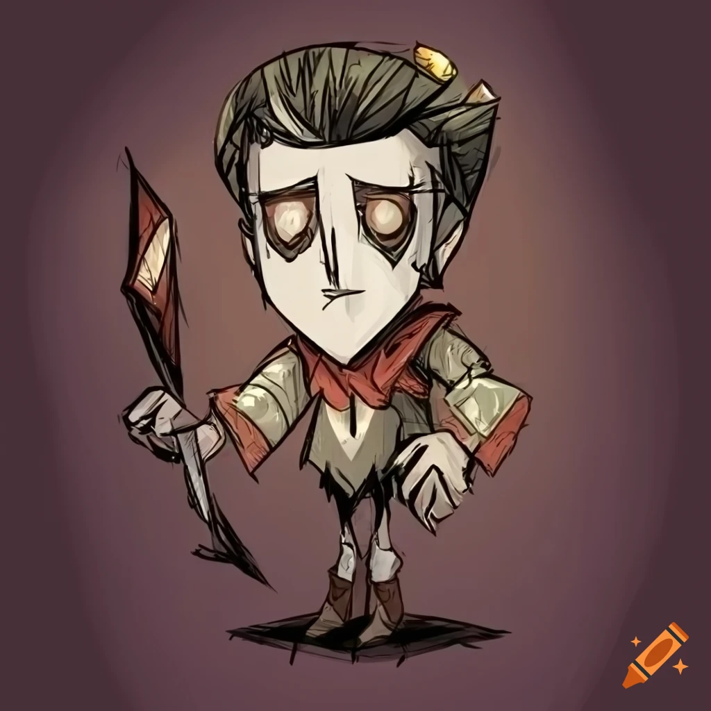 Soldier character in the style of Don't Starve game