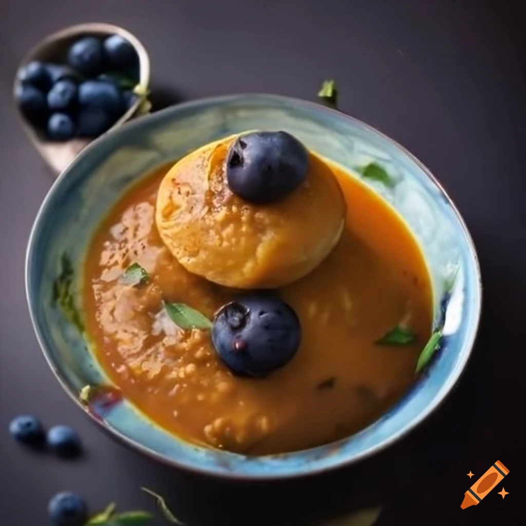 Sambar idly with blueberry