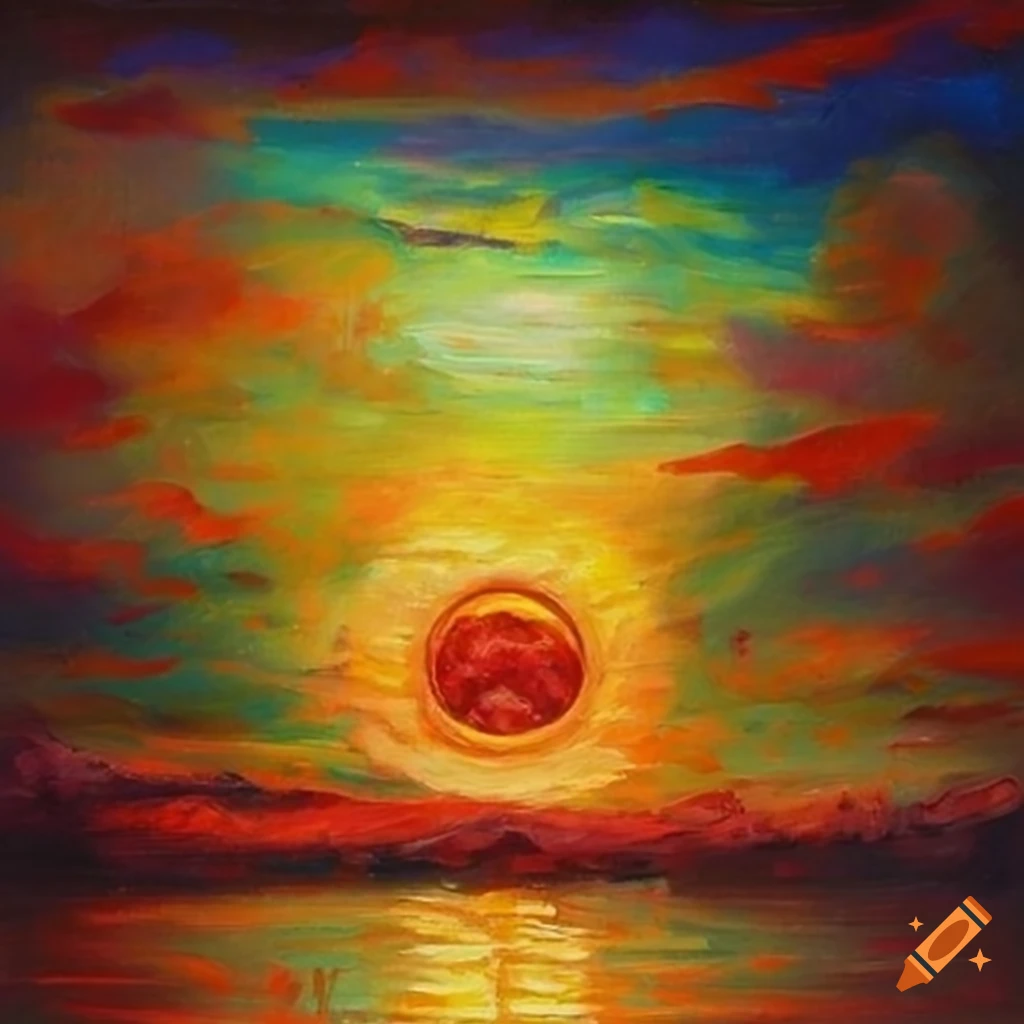 Sun depicted in oil paintings
