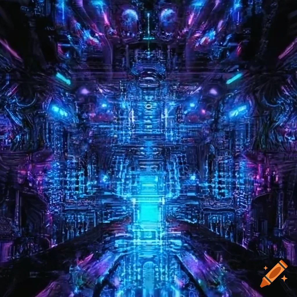 Fusion of technology and humanity with integrated circuits and flowing ...