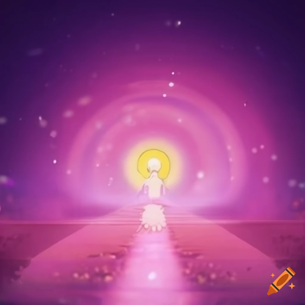 Pink desktop wallpaper with a butterfly surrounded by pink and yellow aura