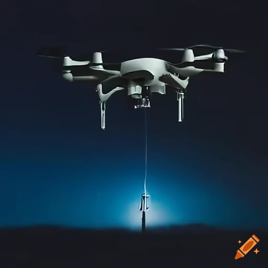 Drone capturing images over power lines