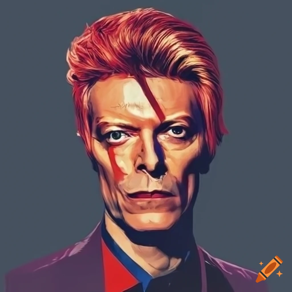 Poster honoring David Bowie with unique typography and line graphic design