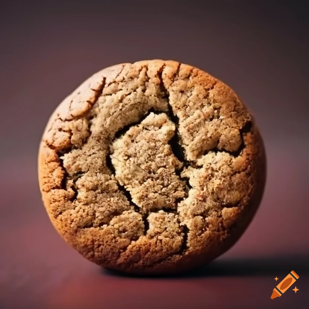 Single quinoa cookie with wrinkled cracked surface