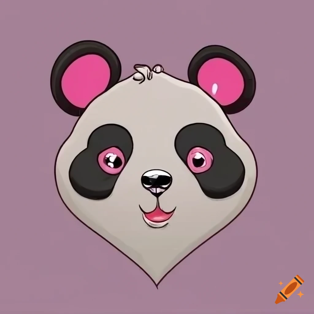 Cartoon fat panda in heart shape emote