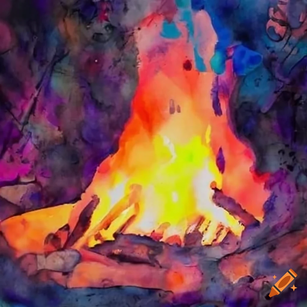 Lagerfeuer unter Nachthimmel mit Vollmond