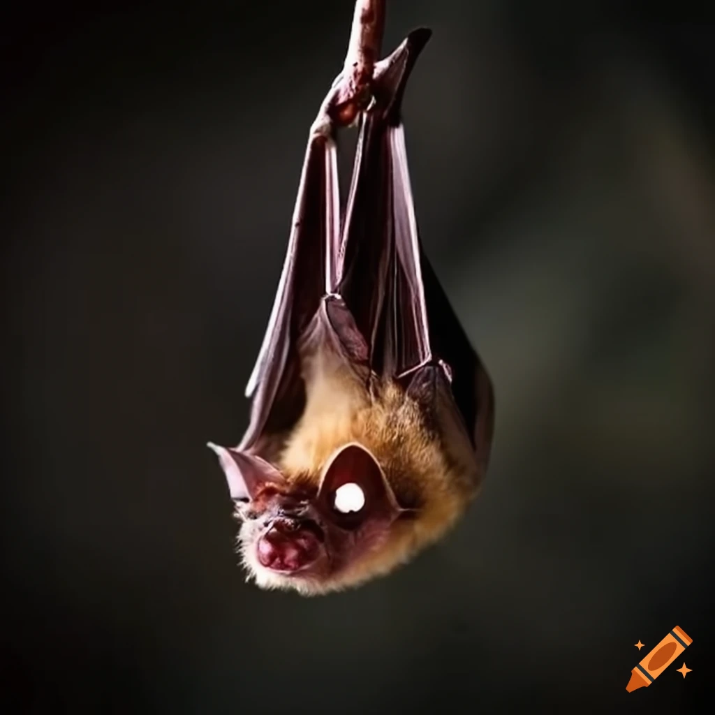 Vampire bat hanging from tree branch