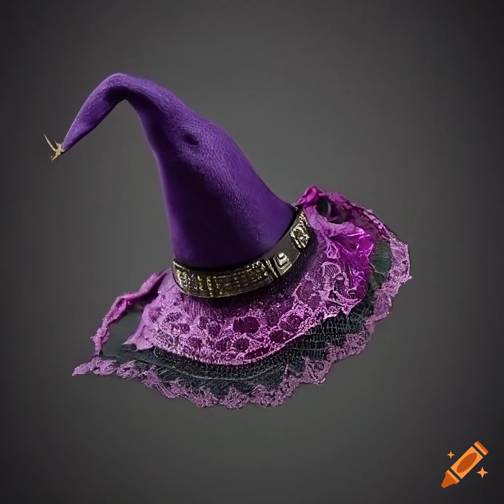 Exquisitely crafted witch hat with lace design