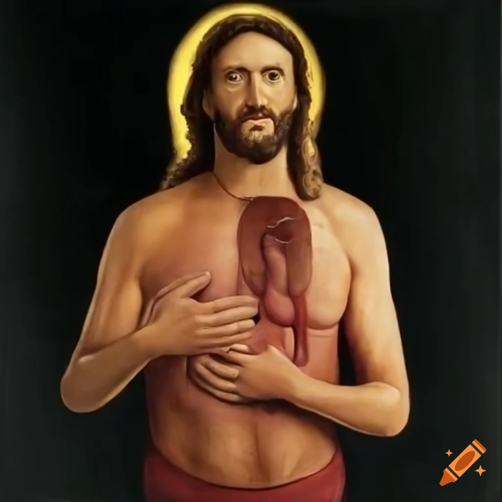Hyperrealistic kidney representation of Jesus Christ