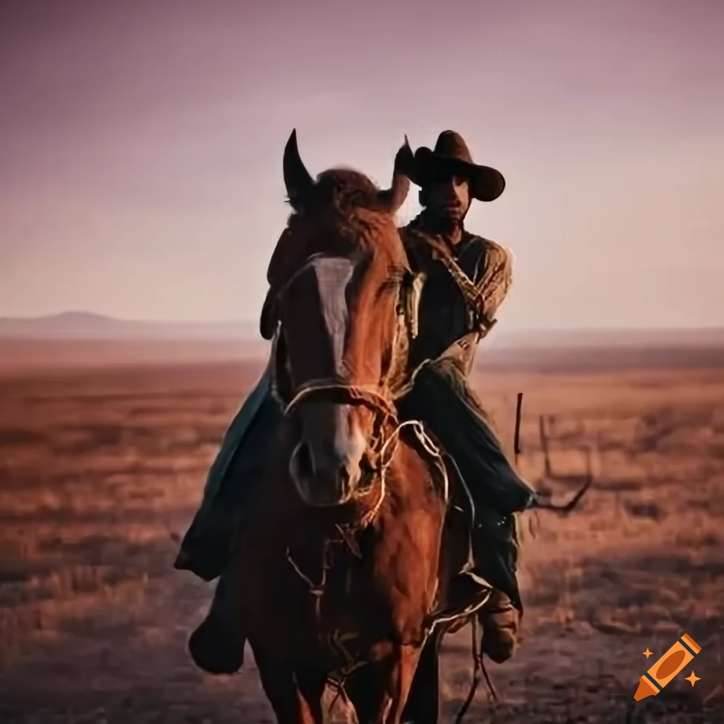 Illustration of a conversation between a Black man and a cowboy in a dryland farm region
