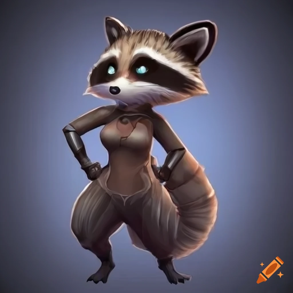 2D female raccoon character in Ori style game