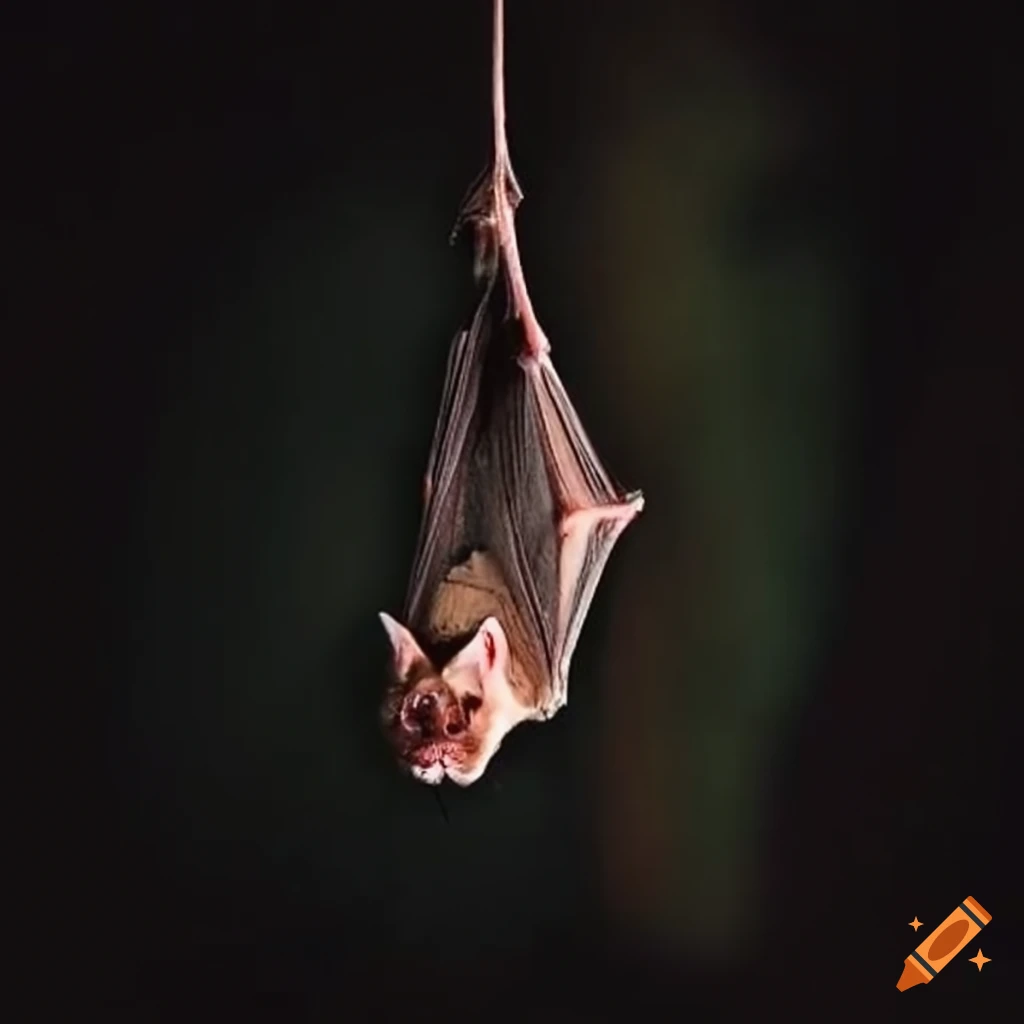 Vampire bat hanging from a tree branch