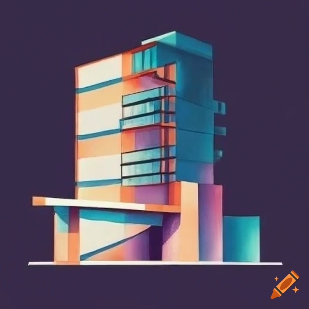 Dibujo estilo Bauhaus arquitectura