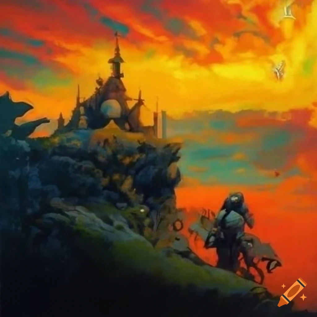 Surrealism art with psychedelic, fantasy, and retrofuturistic elements