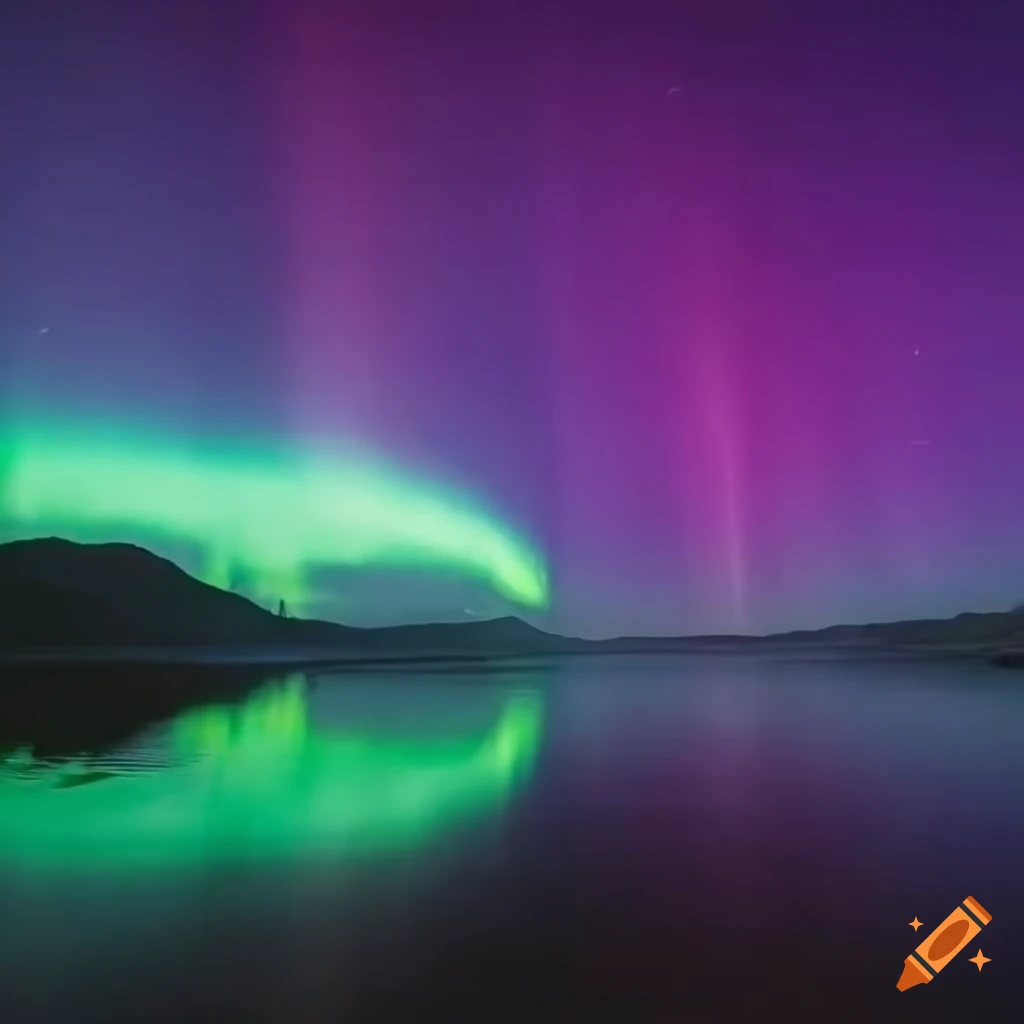 Vibrant aurora over Macquarie island with flying seagulls