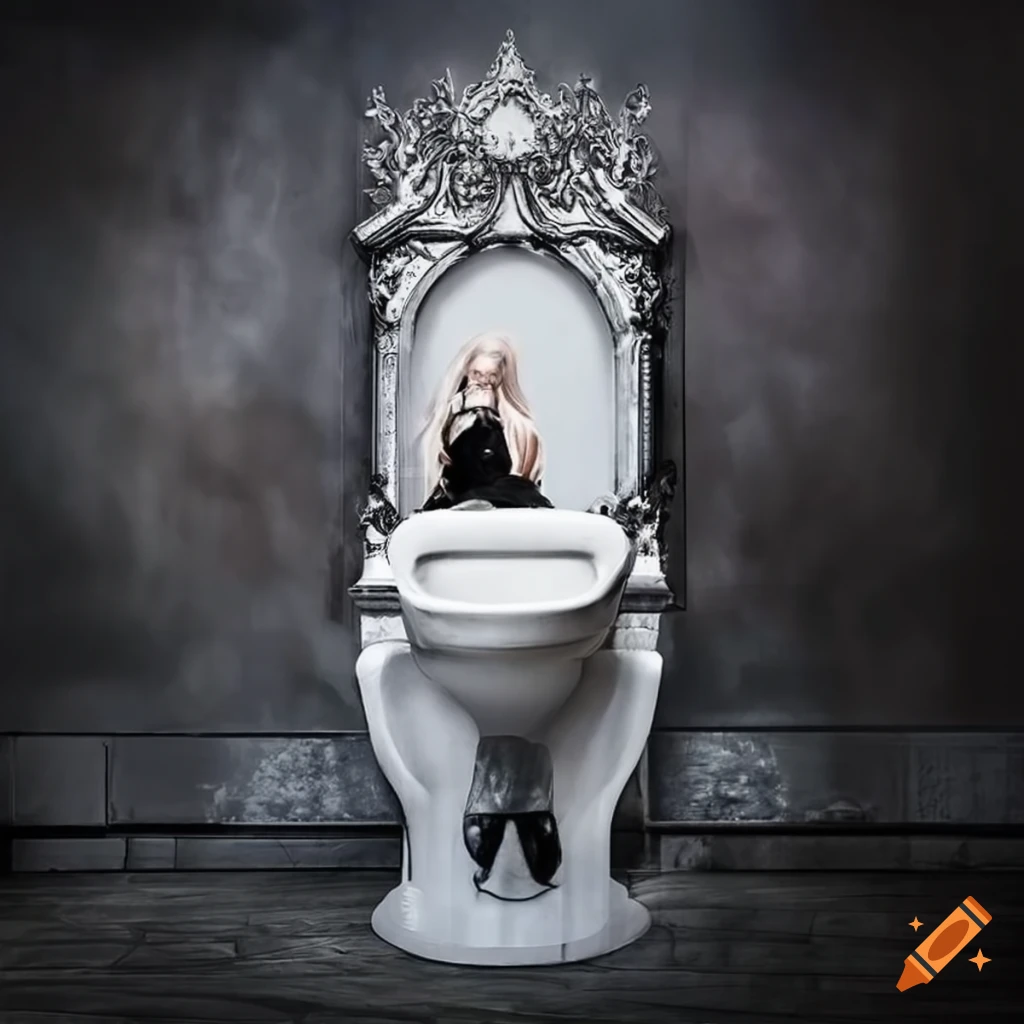 Gothic child looking in mirror in a full-length body shot