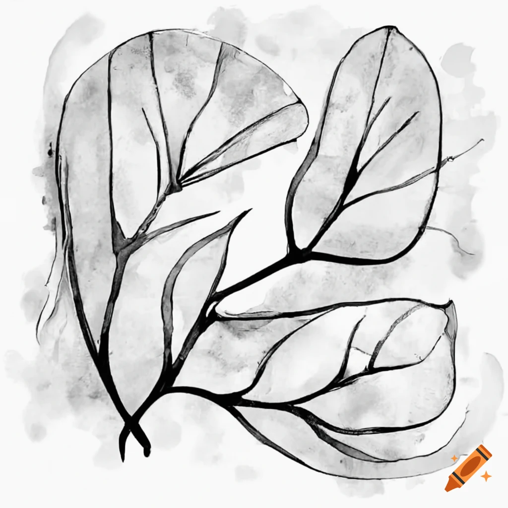 Symmetrical array of leaves in an aesthetic composition