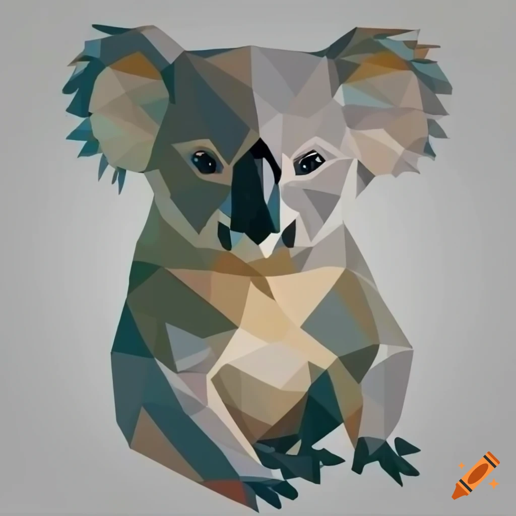 2D low poly koala in Breath of the Wild style art on a white background