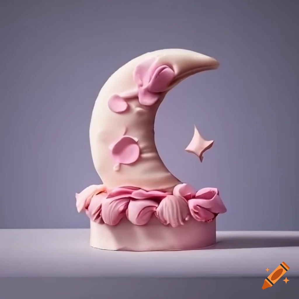 Pink crescent moon-shaped cake
