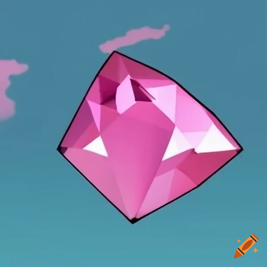 Shiny 3D pink diamond with anime Japanese text