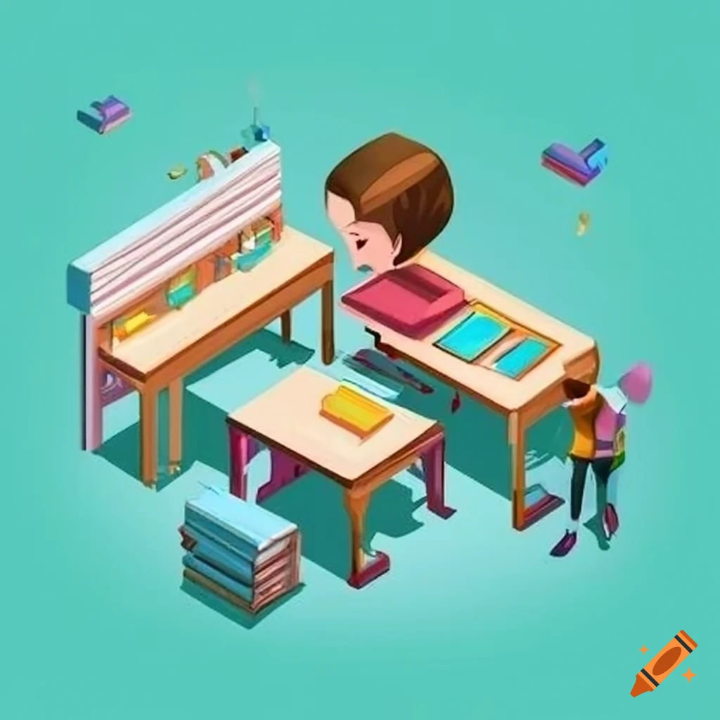 Young students chatting in an isometric perspective