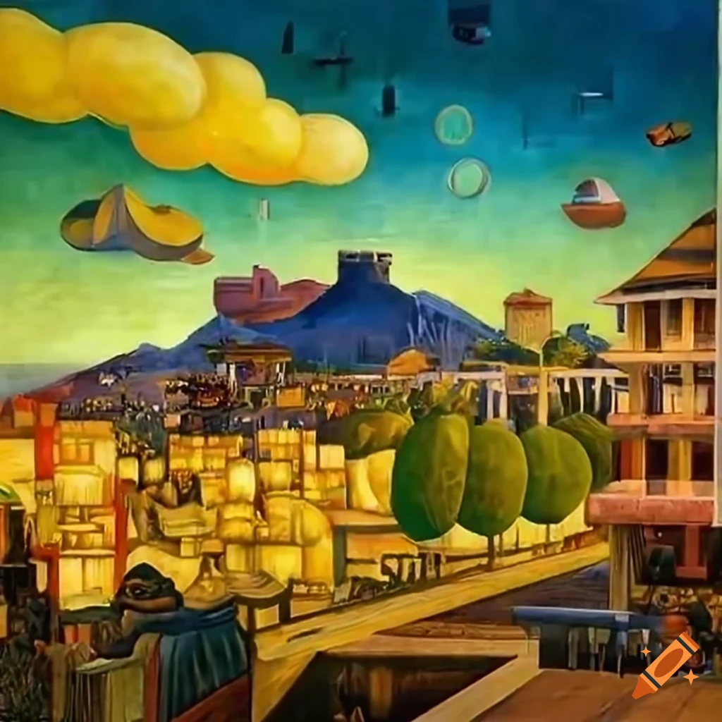 Diego rivera futuristic painting of 'the time machine' on Craiyon