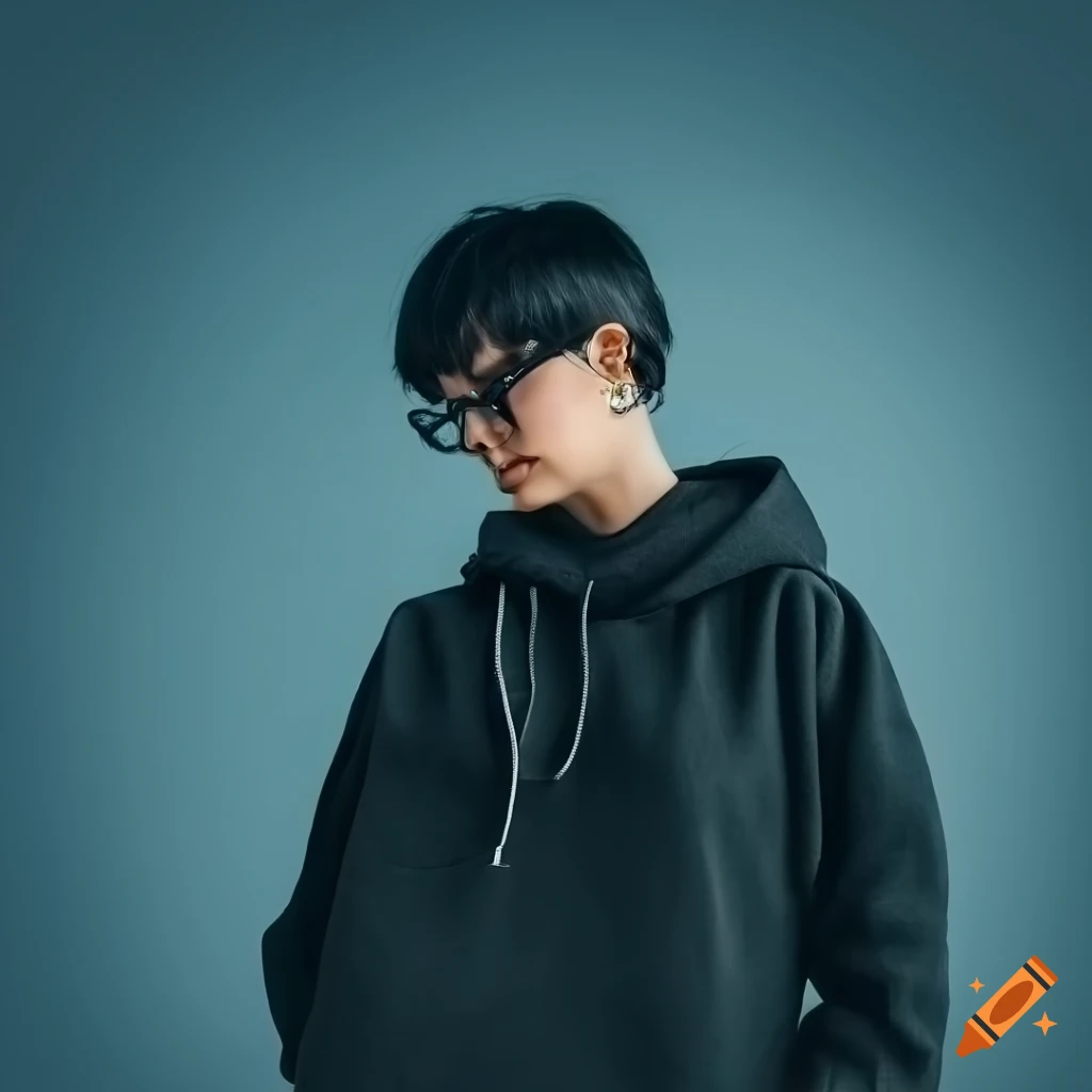 Young Finnish woman in casual black outfit and glasses