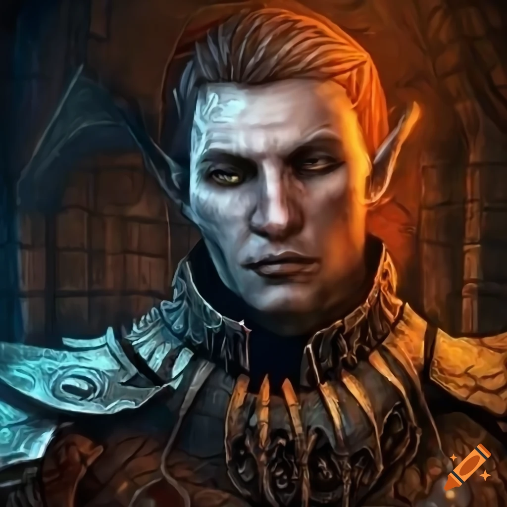 Intricate portrait of a male warrior in a dungeon chamber