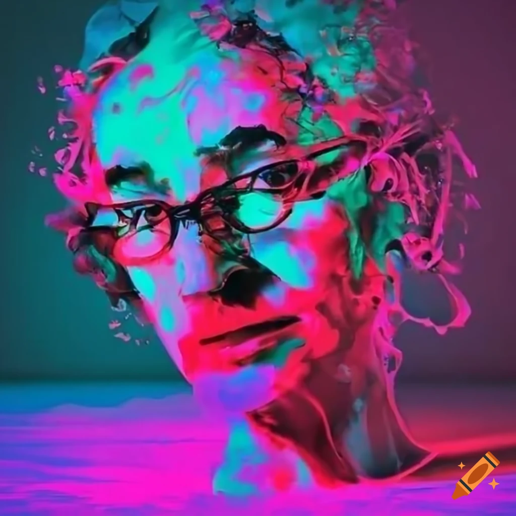 Eclectic symphony orchestra in surreal neon colors