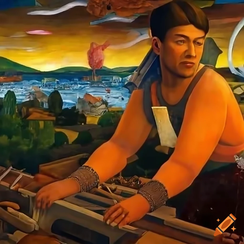 Diego rivera futuristic painting of 'the time machine' on Craiyon