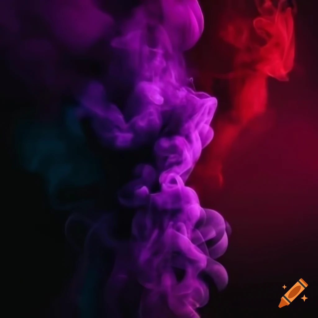 Dark purple, red, blue, and black smoke abstract art