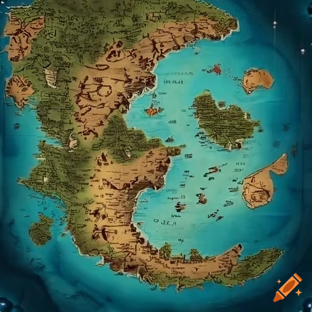 Fantasy world map illustration
