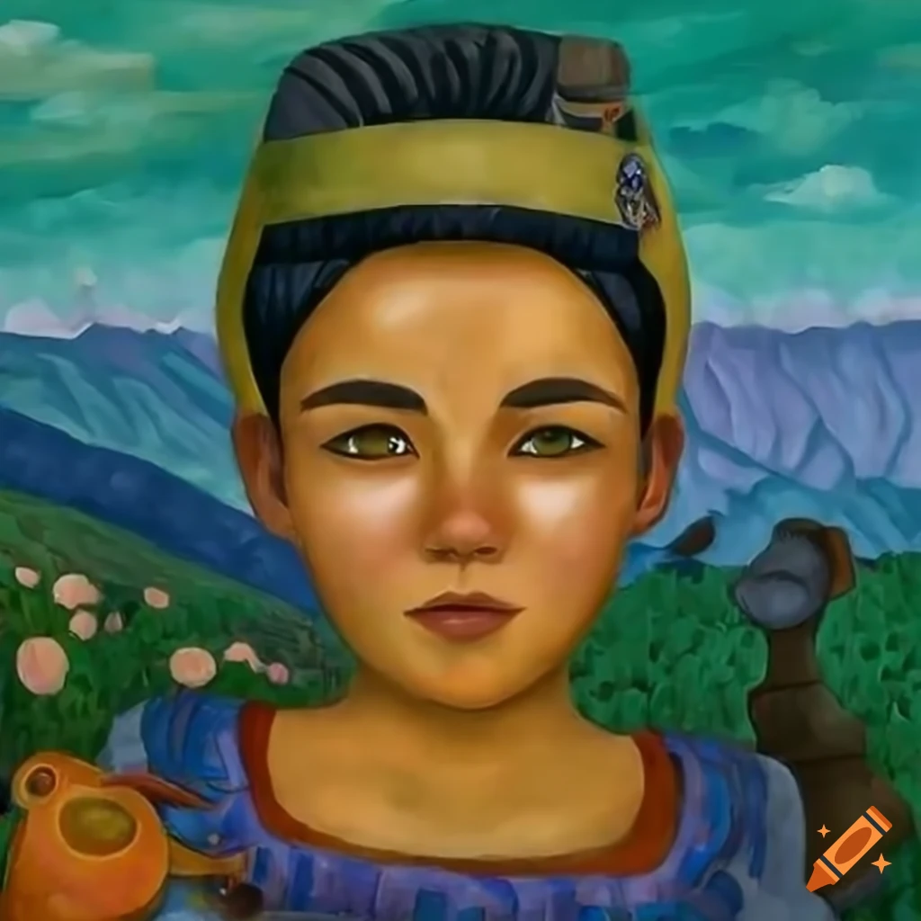 Composite of crayon art inspired by Diego Rivera prompts