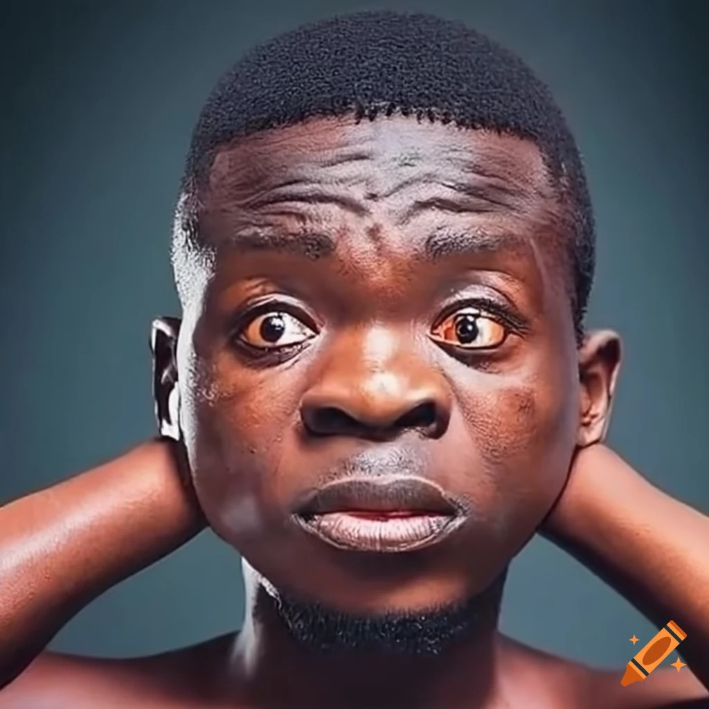 Shocked Nigerian man with hands on head