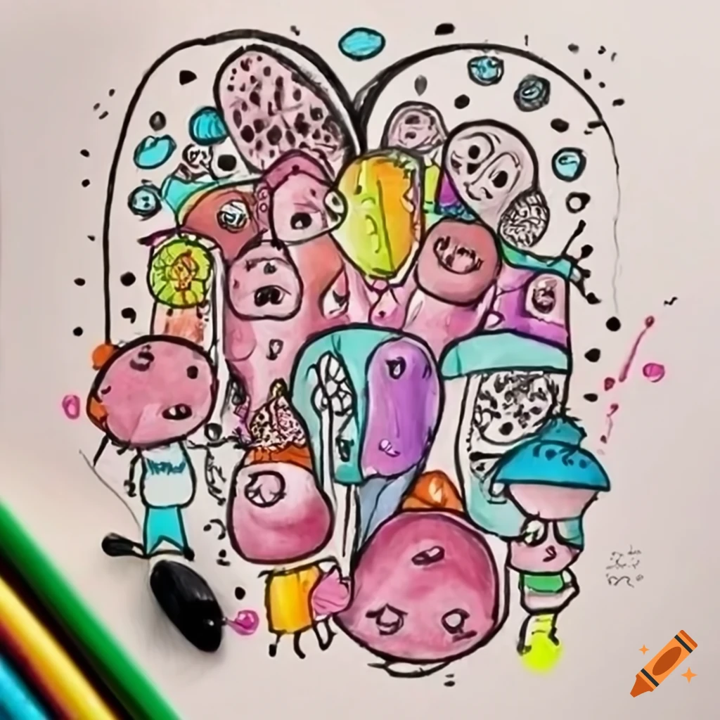 Doodle art of a family