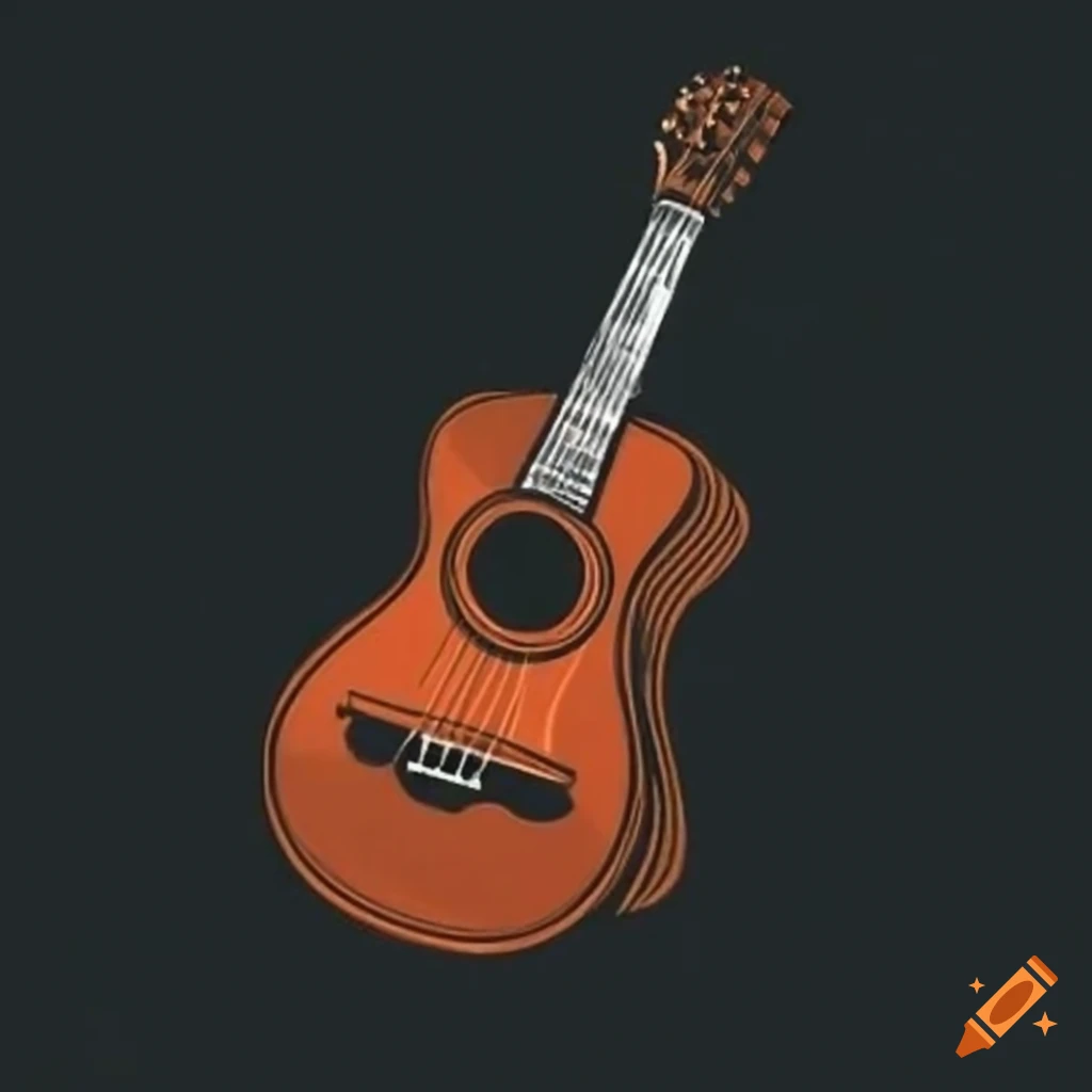 A4 frame inspired by classic guitar design with wood tones and elegant curves