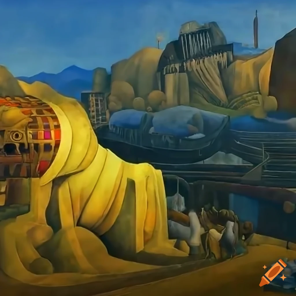 Diego rivera futuristic painting of 'the time machine' on Craiyon