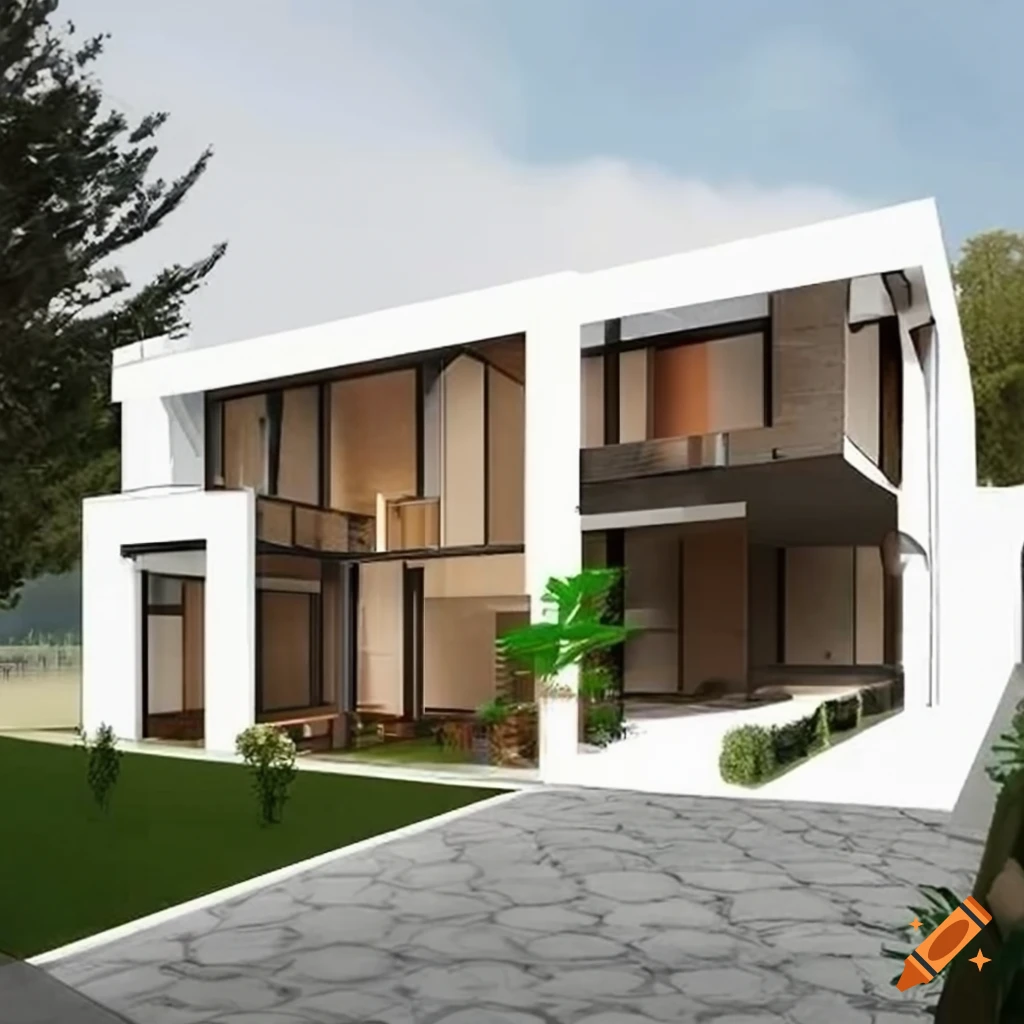 Modern-style villa design with courtyard